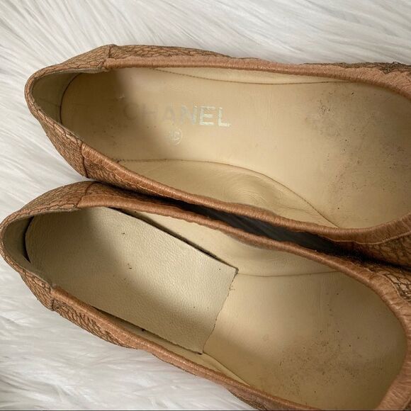 CHANEL tan black python ballerina flats 6 - Picture 9 of 9